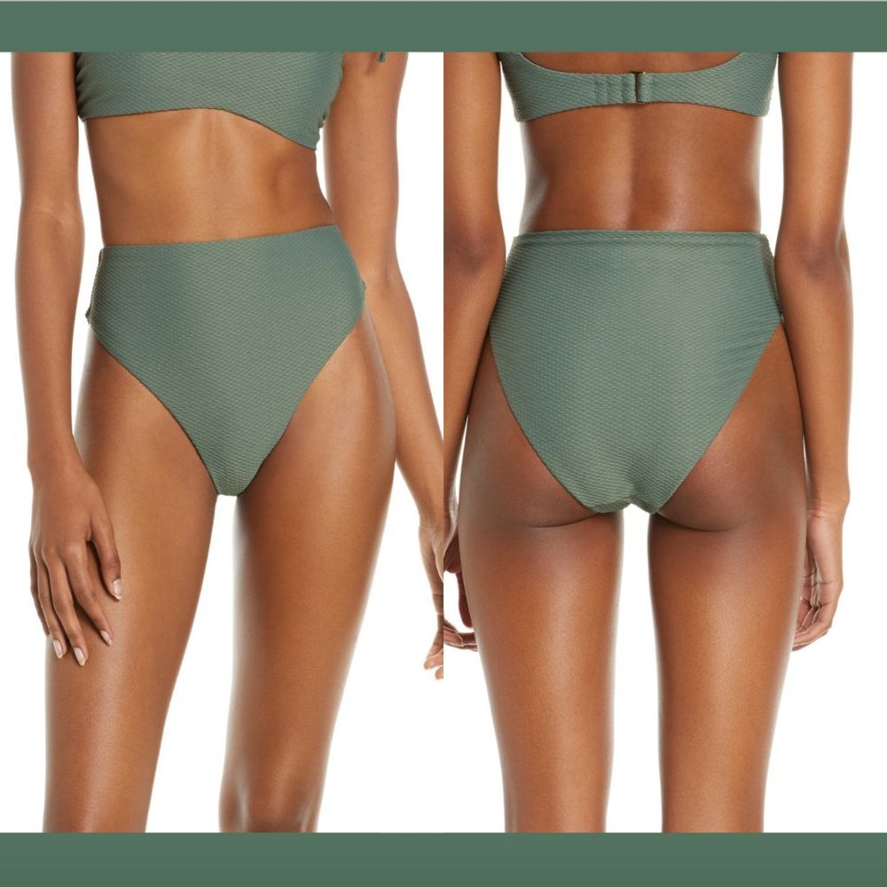 NWT $45 Chelsea28 Easy Retro High Waist Swim Bikini‎ Bottoms Green [ XXS ] #3760